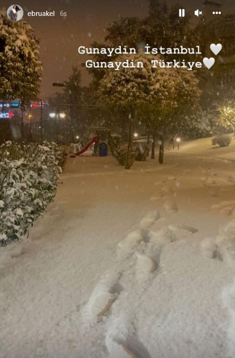 Ünlülerden kar manzaraları... Berfu Yenenler: Evde mahsur kaldığımız günlerdeyiz