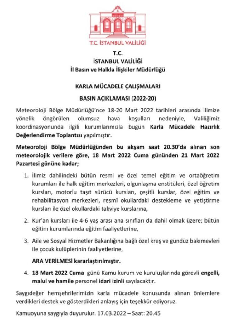 Son dakika haeri... Vali Yerlikaya duyurdu: İstanbulda yarın okullar tatil edildi