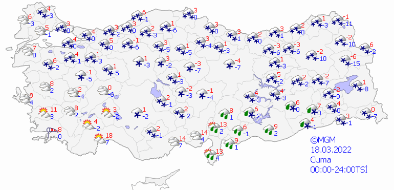 Kar yağacak mı Bugün hava nasıl olacak Meteorolojiden 18 Mart Cuma günü için il il hava durumu uyarısı
