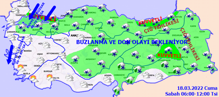 Kar yağacak mı Bugün hava nasıl olacak Meteorolojiden 18 Mart Cuma günü için il il hava durumu uyarısı