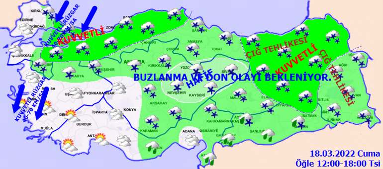 Kar yağacak mı Bugün hava nasıl olacak Meteorolojiden 18 Mart Cuma günü için il il hava durumu uyarısı