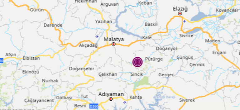 Son dakika...  Malatya Pütürgede 5.2 büyüklüğünde deprem Peş peşe artçılar...