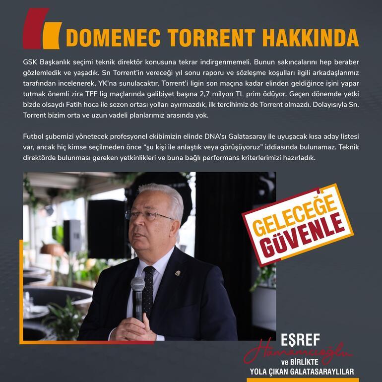 Candidato presidencial del Galatasaray Club Eşref Hamamcıoğlu: Domenec Torrent no está en nuestros planes