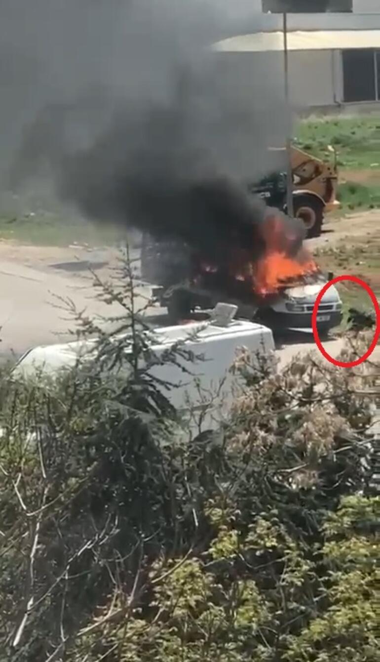 Ankarada seyir halinde yanan kamyoneti böyle durdurdu: Araçtan atlayıp tekerine taş koydu