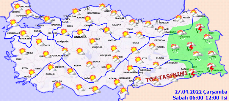 Meteoroloji il il hava durumu tahminlerini yayınladı... Bugün hava nasıl olacak 27 Nisan için sağanak yağış uyarısı