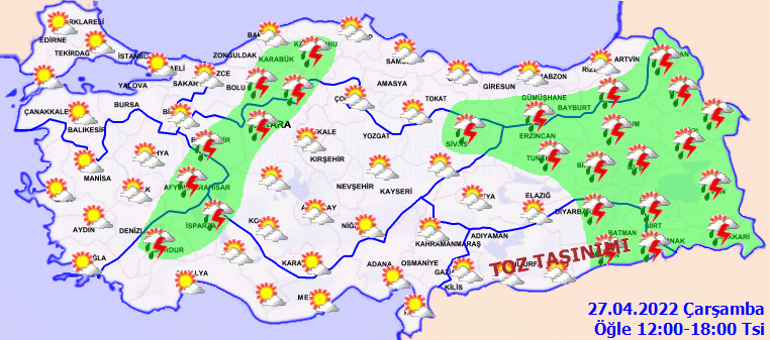 Meteoroloji il il hava durumu tahminlerini yayınladı... Bugün hava nasıl olacak 27 Nisan için sağanak yağış uyarısı