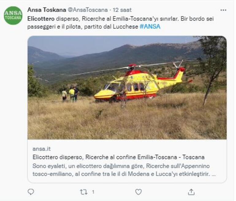 Son dakika: İtalya’da içinde 4 Türkün bulunduğu helikopter radardan kayboldu