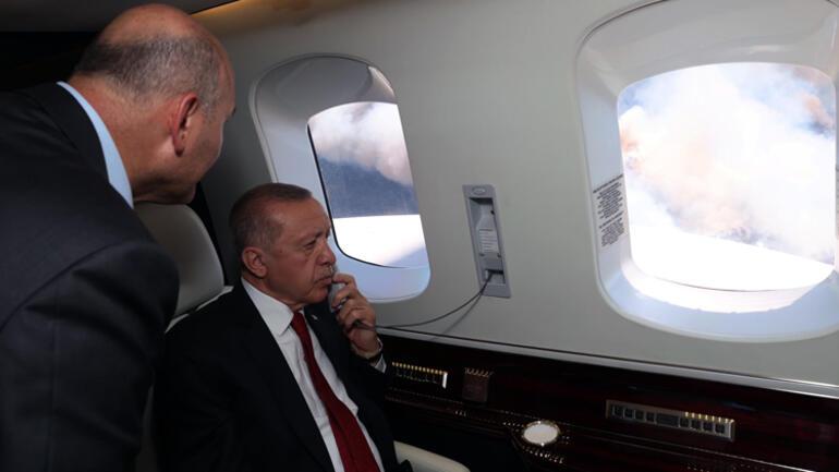 Son dakika: Marmaris’te orman yangını Cumhurbaşkanı Erdoğan helikopterle inceleme yaptı