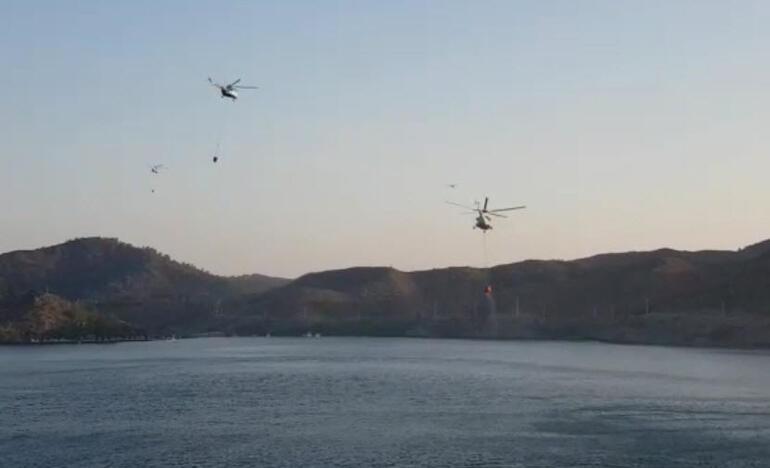 Son dakika... Marmaristeki orman yangınında ikinci gün Bakan Soylu: İlk kez TSK’nın 10 ton su atan helikopterleri görevde