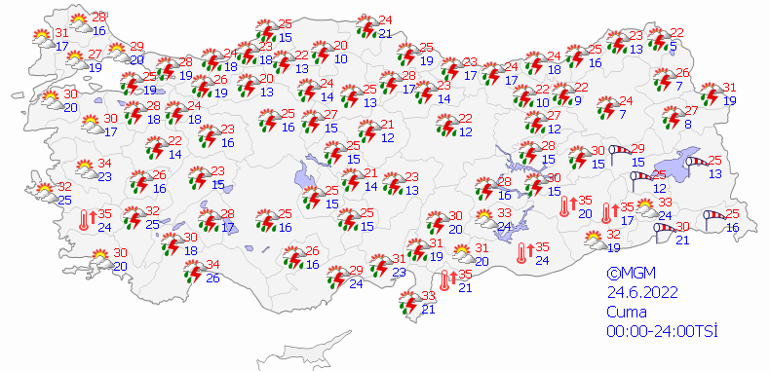 Son dakika hava durumu tahminleri Yarın hava nasıl olacak Meteorolojiden 24 Haziran için İstanbul ve birçok ile yağış uyarısı