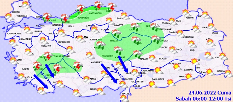 Son dakika hava durumu tahminleri Yarın hava nasıl olacak Meteorolojiden 24 Haziran için İstanbul ve birçok ile yağış uyarısı