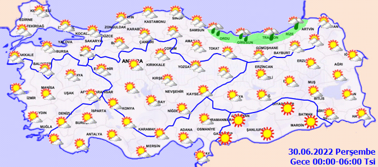 Son dakika hava durumu tahminlerini Meteoroloji yayınladı Perşembe günü (30 Haziran) hava nasıl olacak İşte il il hava durumu uyarıları