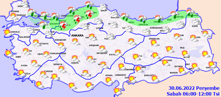 Son dakika hava durumu tahminlerini Meteoroloji yayınladı Perşembe günü (30 Haziran) hava nasıl olacak İşte il il hava durumu uyarıları