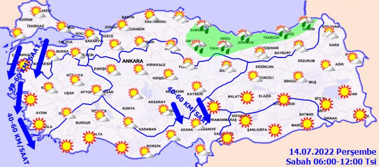 Son dakika hava durumu tahminleri Bugün (14 Temmuz) hava nasıl olacak Meteorolojiden il il hava durumu uyarısı