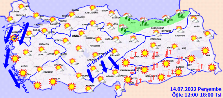 Son dakika hava durumu tahminleri Bugün (14 Temmuz) hava nasıl olacak Meteorolojiden il il hava durumu uyarısı