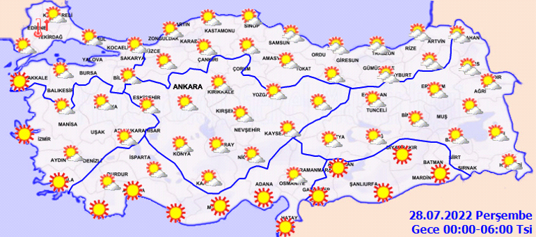 Hava durumu tahminlerini Meteoroloji yayınladı Bugün (28 Temmuz) hava nasıl olacak Sıcaklıklar artıyor
