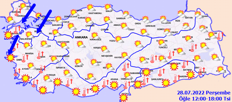 Hava durumu tahminlerini Meteoroloji yayınladı Bugün (28 Temmuz) hava nasıl olacak Sıcaklıklar artıyor