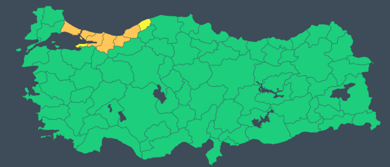 Last minutes... New warning for Istanbul Attention in the morning: Orange alarm has been issued