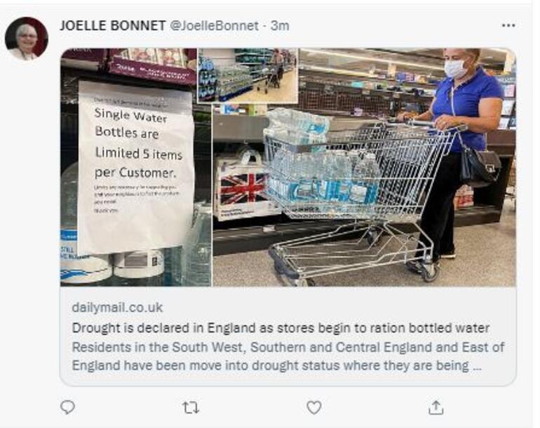 Drought officially declared in England People rushed to markets, bottled water was restricted