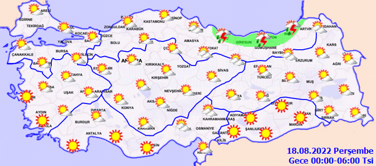 Hava durumu tahminlerini Meteoroloji yayınladı Yarın hava nasıl olacak 18 Ağustos il il hava durumu uyarıları