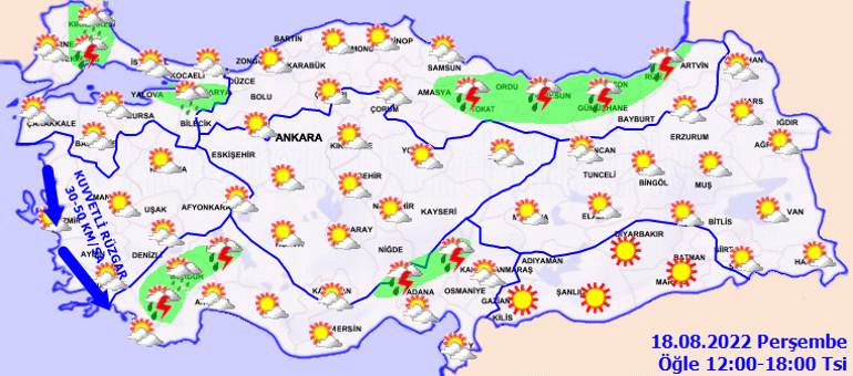 Hava durumu tahminlerini Meteoroloji yayınladı Yarın hava nasıl olacak 18 Ağustos il il hava durumu uyarıları