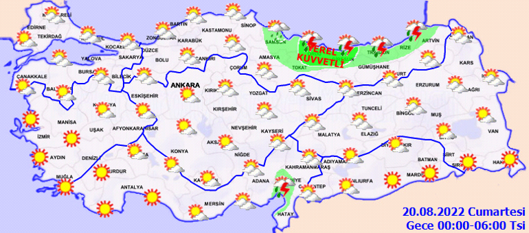 Meteoroloji son dakika hava durumu tahminlerini yayınladı Yarın (21 Ağustos) hava nasıl olacak Doğu Karadenize kuvvetli yağış uyarısı