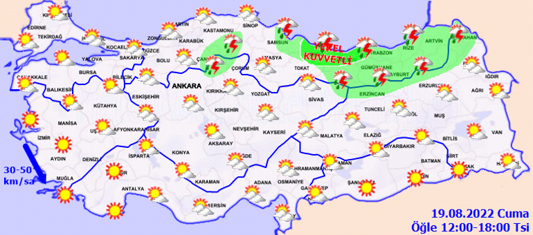 Meteoroloji son dakika hava durumu tahminlerini yayınladı Yarın (21 Ağustos) hava nasıl olacak Doğu Karadenize kuvvetli yağış uyarısı