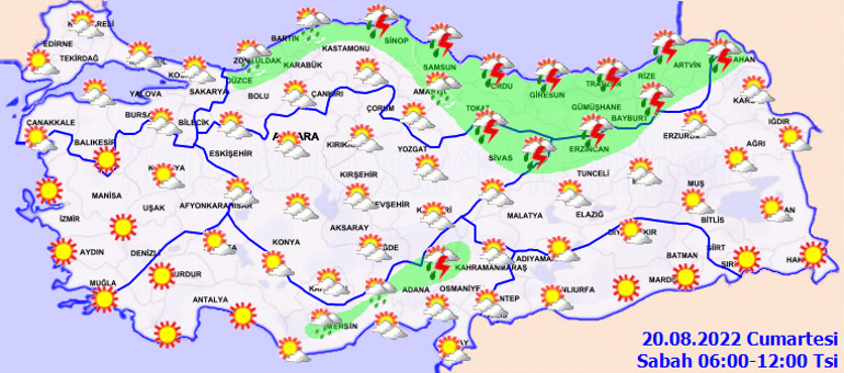 Meteoroloji son dakika hava durumu tahminlerini yayınladı Yarın (21 Ağustos) hava nasıl olacak Doğu Karadenize kuvvetli yağış uyarısı