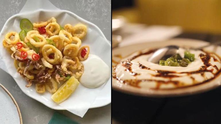 Ballı-peynirli börekten sarımsak soslu kalamara...