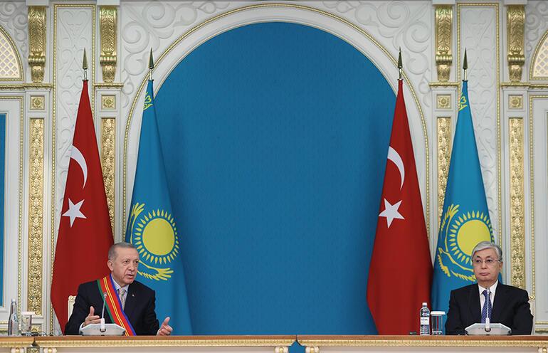 Erdoğana devlet nişanı sürprizi... Cumhurbaşkanından Kazakistanla iş birliği vurgusu
