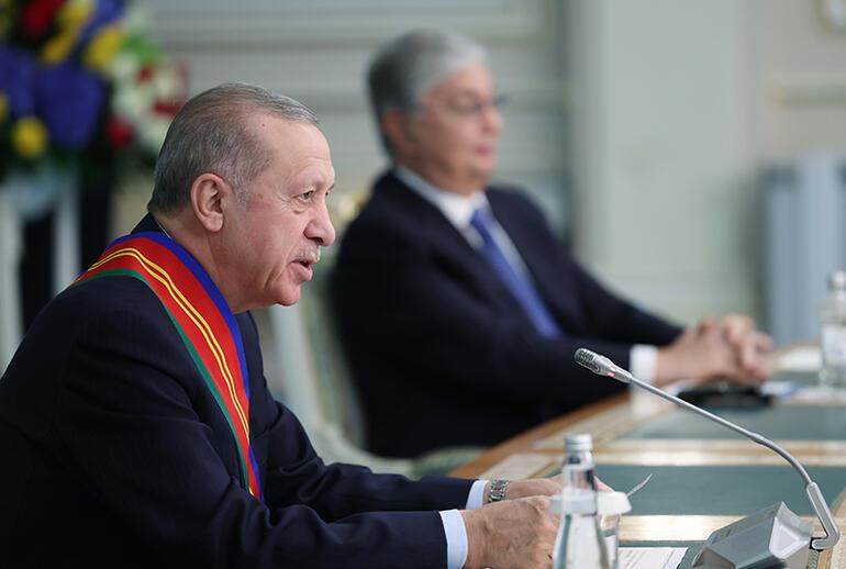 Erdoğana devlet nişanı sürprizi... Cumhurbaşkanından Kazakistanla iş birliği vurgusu