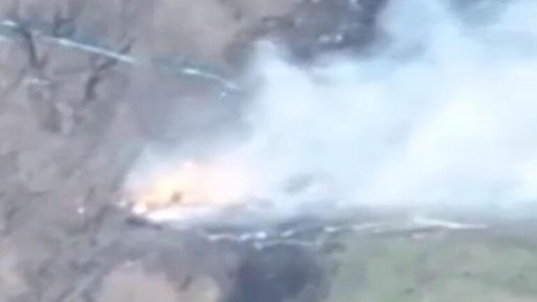 Ukraynalı askerin Rus tankını tek başına yok ettiği anlar drone kamerasına yansıdı