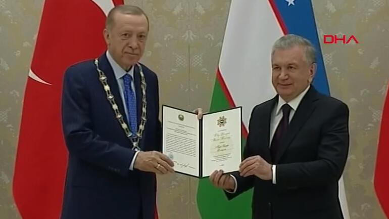 Son dakika: Cumhurbaşkanı Erdoğana, Özbekistan’ın en büyük devlet nişanı takdim edildi
