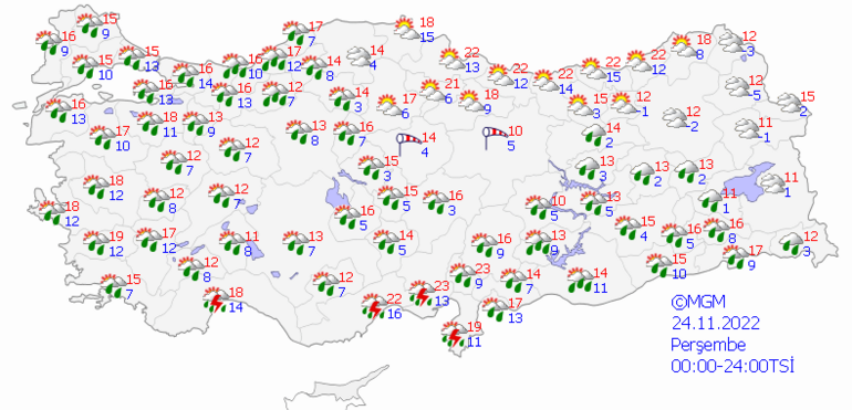 Son dakika hava durumu tahminleri: Bugün (24 Kasım) hava nasıl olacak, yağmur var mı Meteorolojiden Ankara, İzmir, İstanbul ve birçok ile uyarı