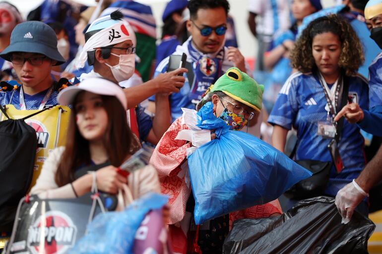 The Japanese cleared the stands after their World Cup match against Costa Rica