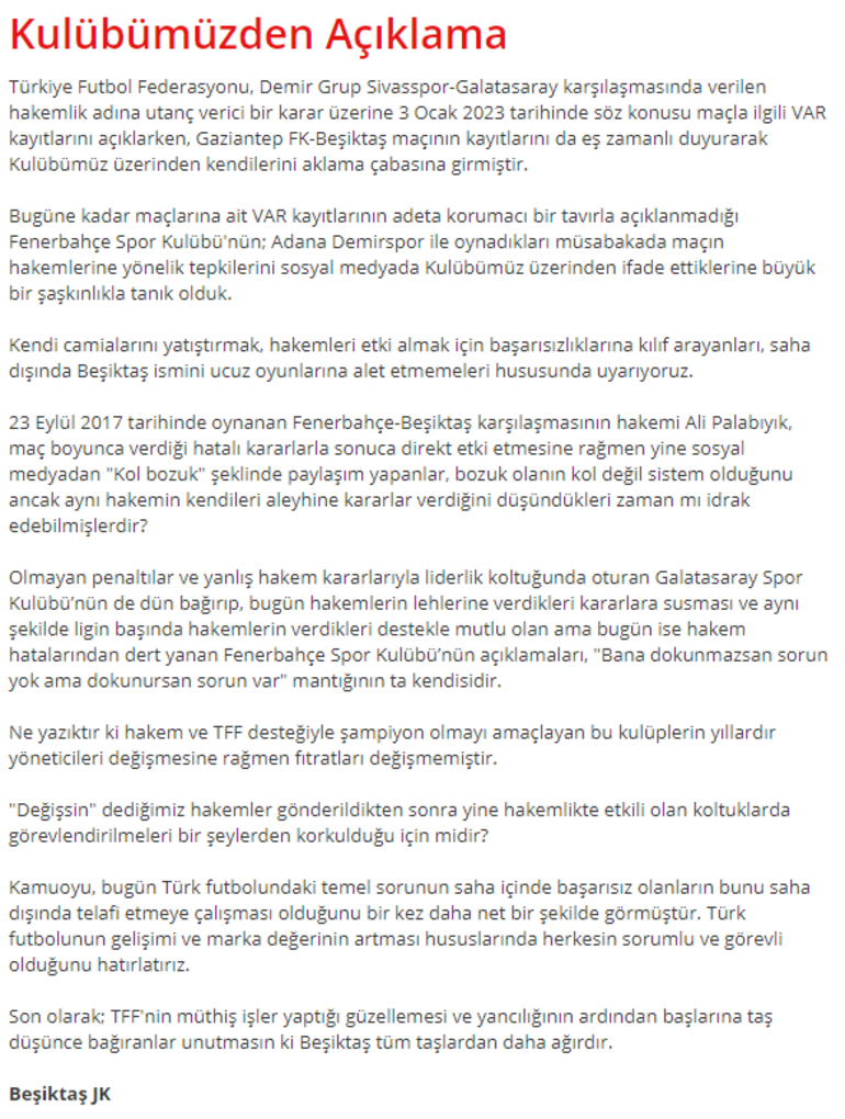 Son Dakika: Beşiktaştan Fenerbahçenin paylaşımına yanıt