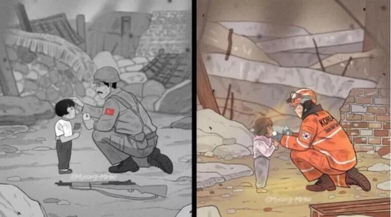 73 yıl geçse de Türkiyenin yaptıklarını unutmadılar Ağlatan çizim...