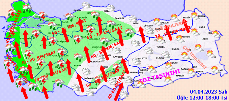 Son dakika hava durumu tahminlerini Meteoroloji yayınladı Bugün (4 Nisan) hava nasıl olacak, yağmur var mı İstanbul ve birçok ile kuvvetli sağanak geliyor