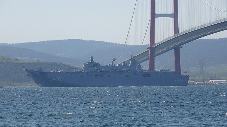 ‘TCG Anadolu’ 1915 Çanakkale Köprüsü altından geçti