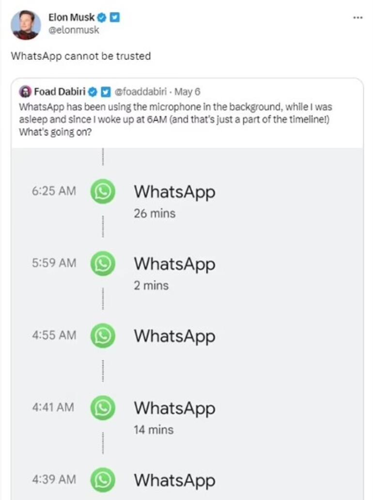 Musk ortalığı karıştırdı: WhatsAppa güvenilmez Kullanıcılar şokta: Siz uyurken bile kayıtta...