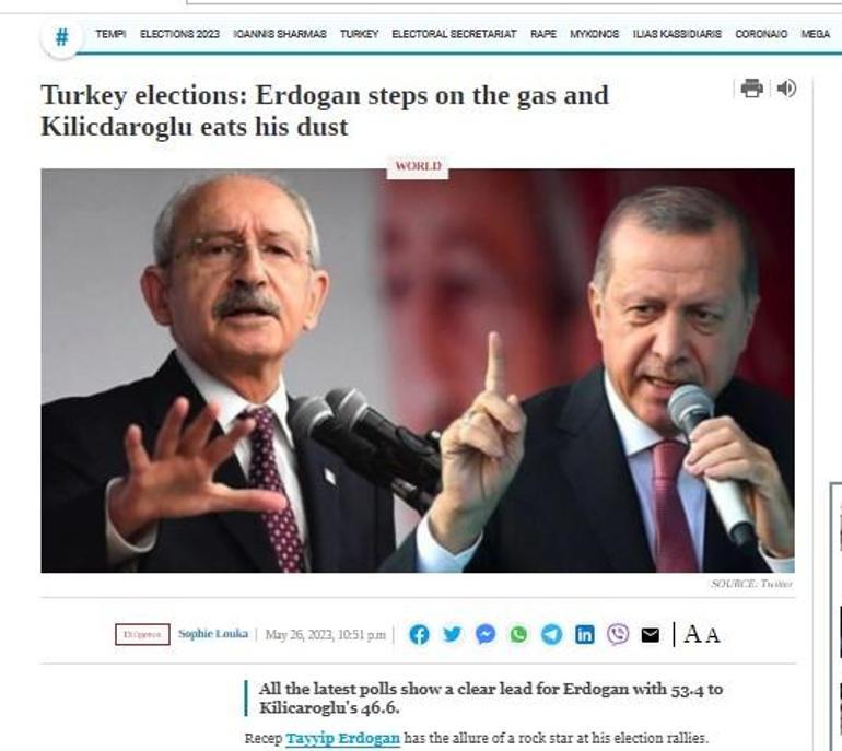 Qərbdən müxalifət reaksiyası: Faciə Yunan mətbuatının seçki proqnozu: Ərdoğan 53,4 faizlə öndədir...