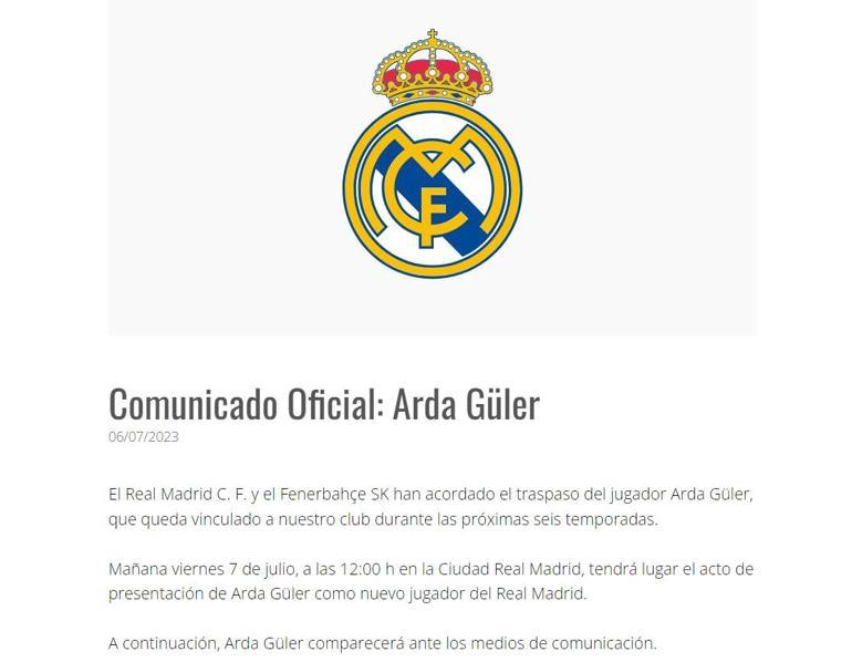 Son Dakika: Real Madrid, Arda Güler transferini resmen açıkladı Fenerbahçe KAPa bildirdi, 6 yıllık sözleşme, İspanyaya yola çıktı