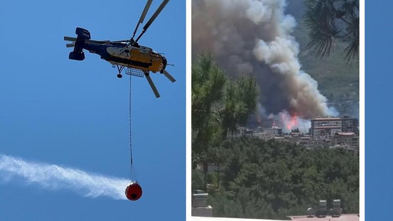 Hatay Belende orman yangını Yerleşim yerlerine yaklaştığı görüntülendi