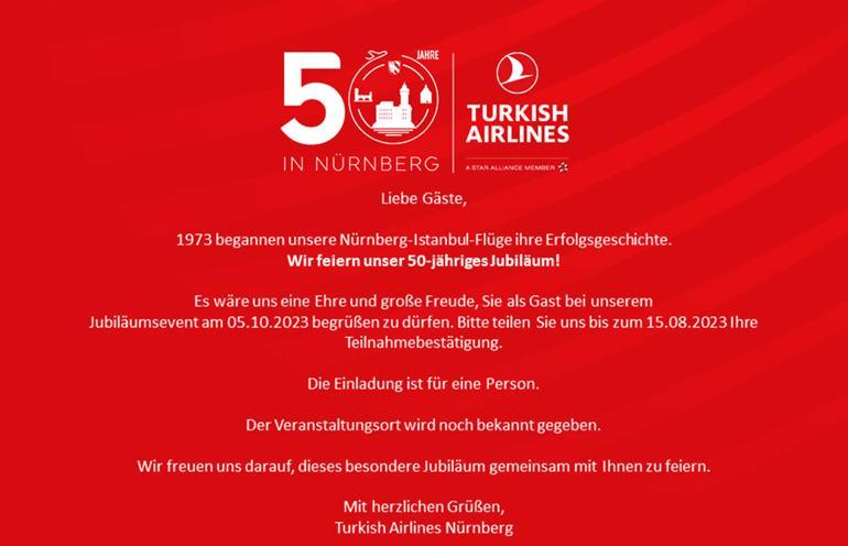 Nürnberg Türk Hava Yolları 50. yılını kutlayacak