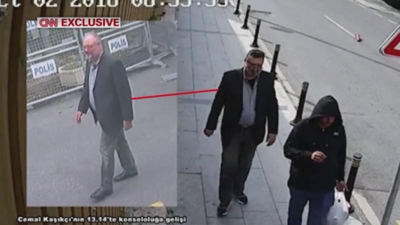 Cemal Kaşıkçı'nın kıyafetlerini giyen kişinin görüntüleri