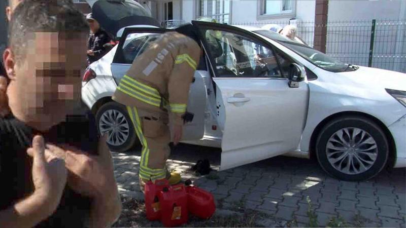 Eşinin evinin önünde kendini yakmak istedi