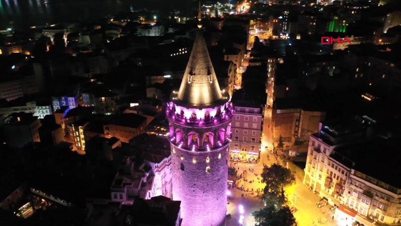 Galata Tower turns pink for breast cancer