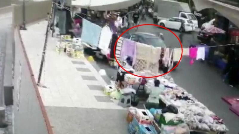 Fren yerine gaza basan sürücü pazara böyle daldı