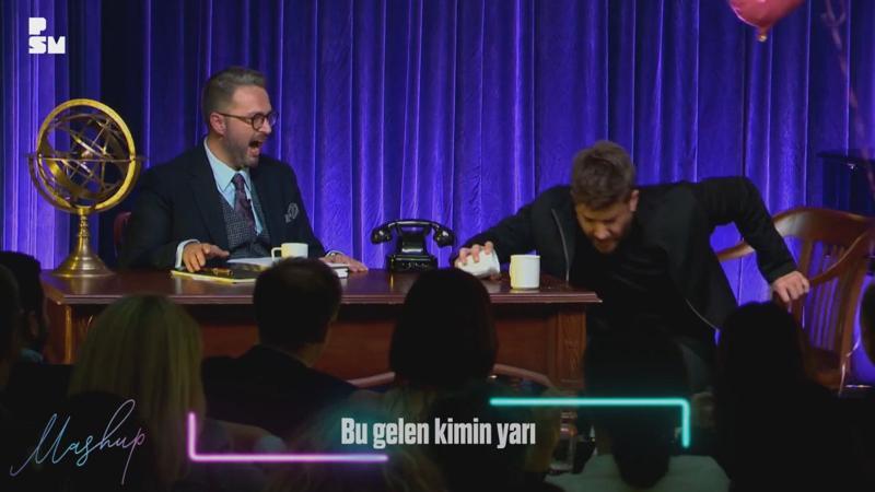 Enis Arıkan, canlı yayında sandalyeden düştü