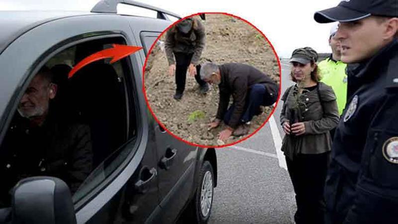 Ceza yazılacağını zannetti... Fidan dikti